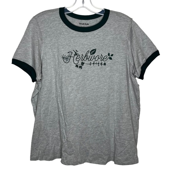 MODCLOTH Herbivore Ringer Tee Heather Grey 1X - Picture 1 of 6
